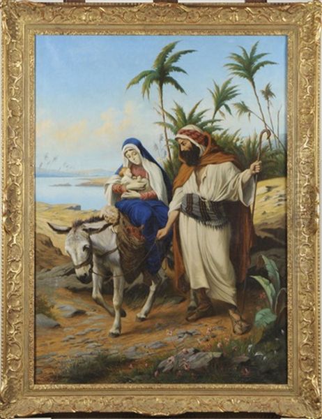 La Fuite En Egypte Oil Painting by Jef Louis Van Leemputten