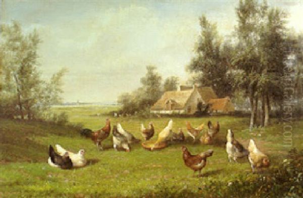 Feeding Time Oil Painting by Jef Louis Van Leemputten