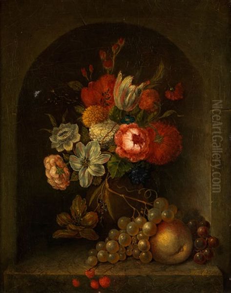 Blumenstilleben In Nische Oil Painting by Willem van Leen