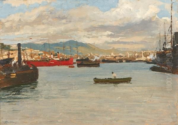 Port Scene Oil Painting by Giorgio Belloni