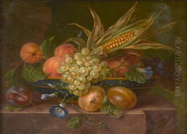 Nature Morte De Fruits Sur Un Entablement Oil Painting by Willem van Leen