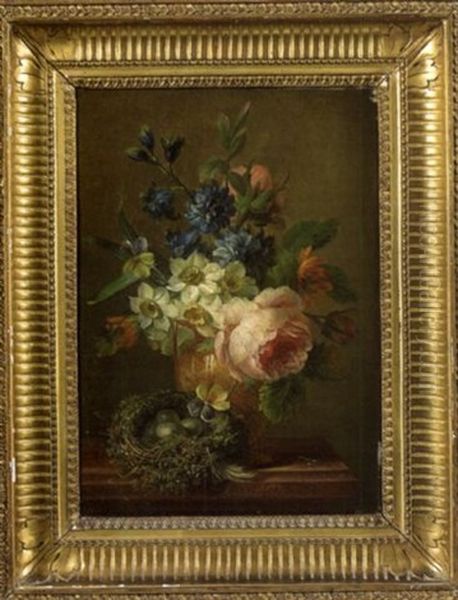 Bouquet De Fleurs Sur Un Entablement Oil Painting by Willem van Leen