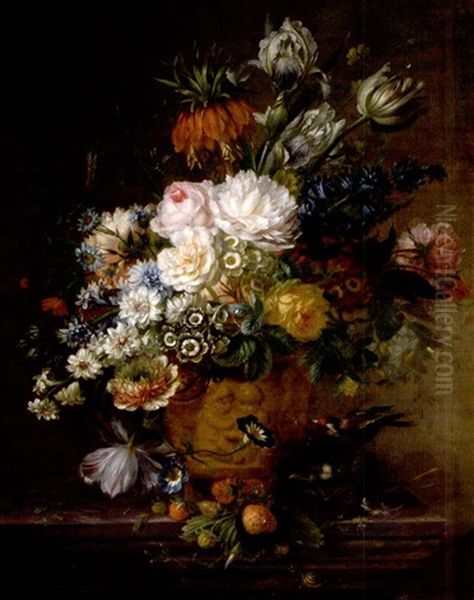 Blumenstrauss Mit Vogelnest Im Freien Oil Painting by Willem van Leen