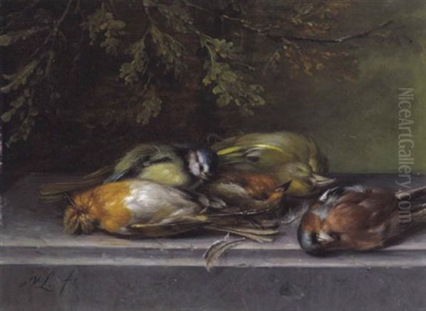 Jagd-stilleben Mit Vogeln Auf Einem Steinpodest Oil Painting by Willem van Leen