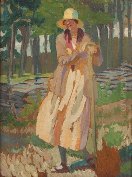 Lyndra In The Woods Oil Painting by Derwent Lees