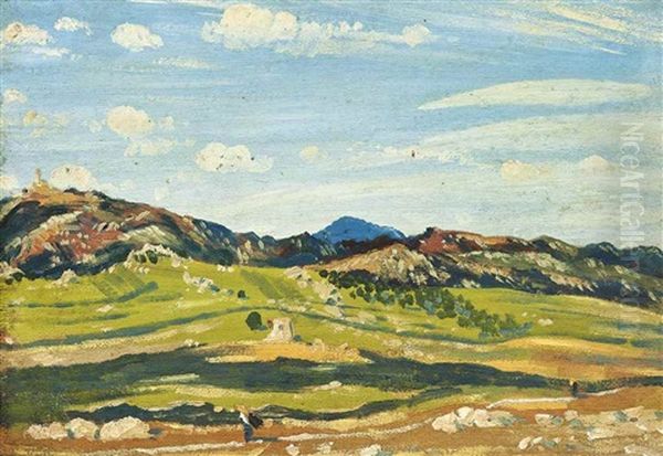 Mountainous Landscape Oil Painting by Derwent Lees