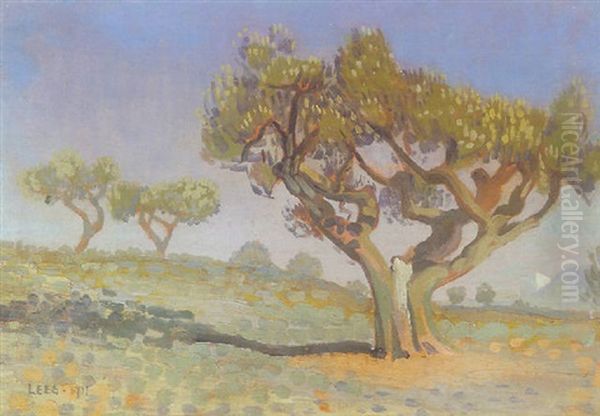 Trees In Provence Oil Painting by Derwent Lees