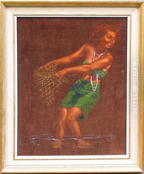 Hukilau Oil Painting by Edgar (Edward) Leeteg