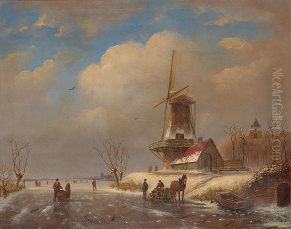 Wintervergnugen Oil Painting by Alexis de Leeuw