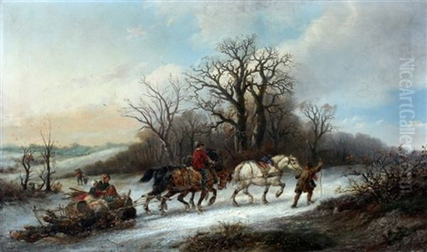 Winterlandschap Oil Painting by Alexis de Leeuw