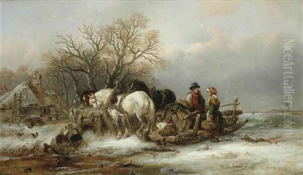 The Sleigh Driver Oil Painting by Alexis de Leeuw