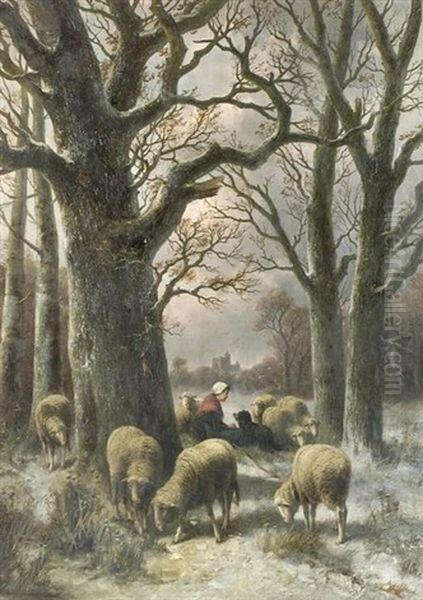 With Her Flock Oil Painting by Alexis de Leeuw