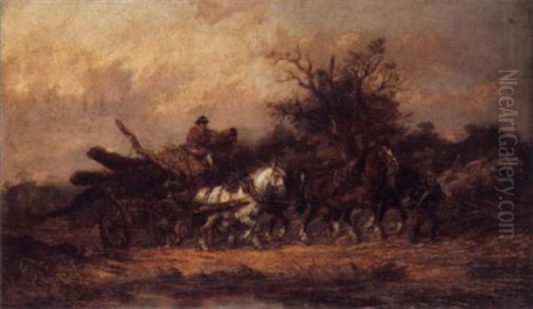 The Timber Wagon Oil Painting by Alexis de Leeuw