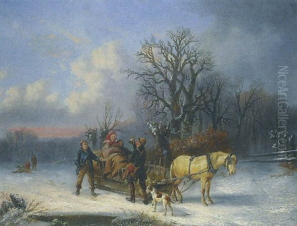 A Winter Ride Oil Painting by Alexis de Leeuw