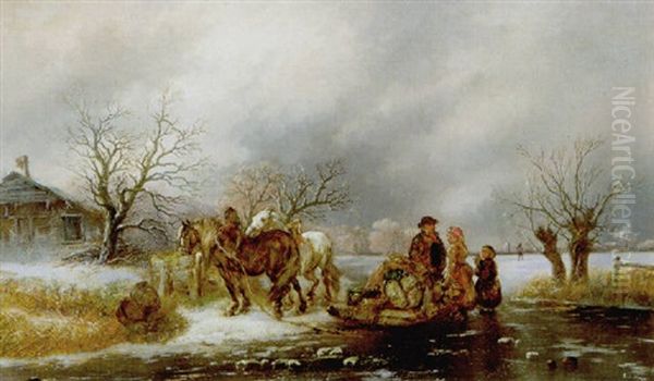 Ijstafereel Oil Painting by Alexis de Leeuw