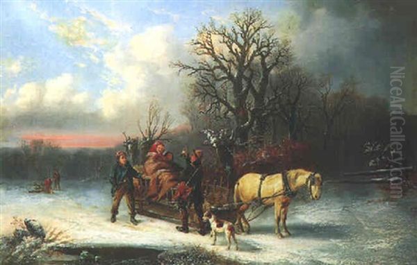 The Sleigh Ride Oil Painting by Alexis de Leeuw