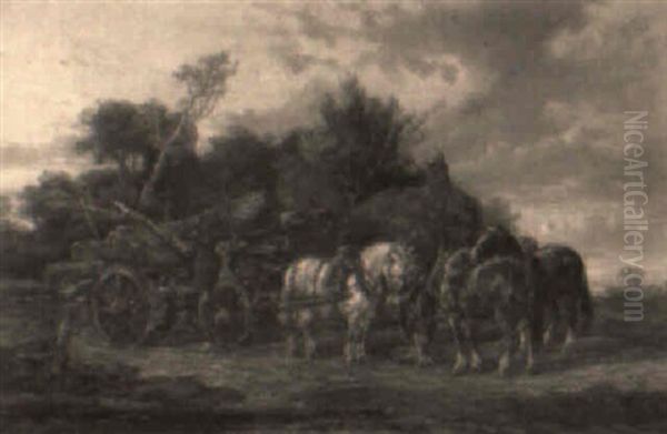 The Logger's Cart Oil Painting by Alexis de Leeuw