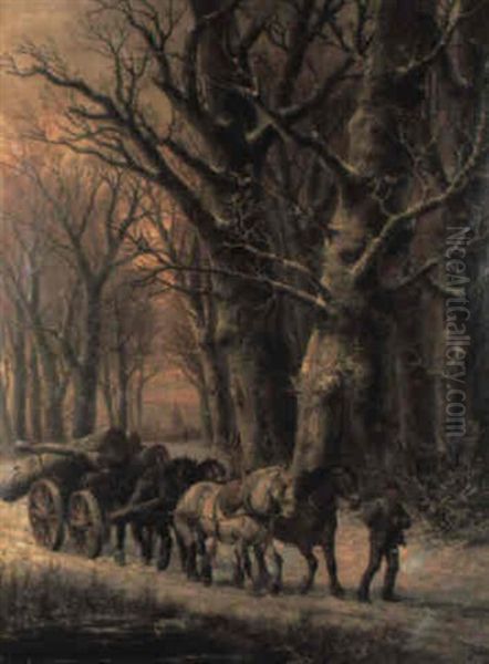 The Logging Team Oil Painting by Alexis de Leeuw