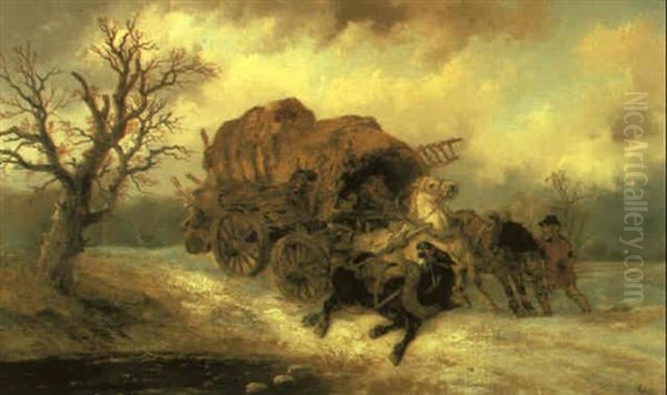 The Hay Cart Oil Painting by Alexis de Leeuw