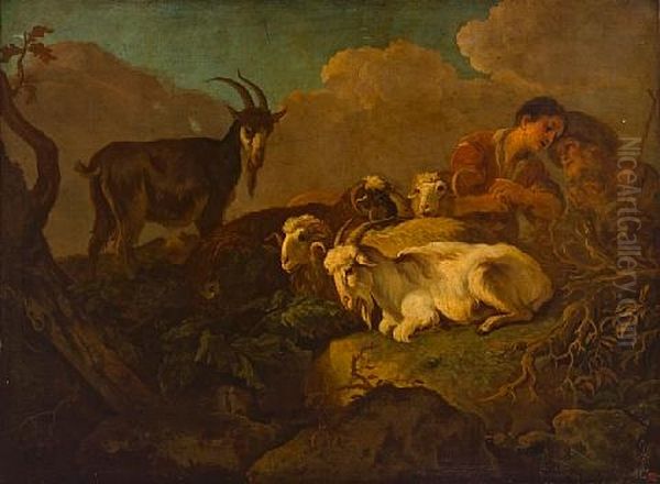 A Shepherd And His Herd Oil Painting by Govaert (Gabriel van der) Leeuw