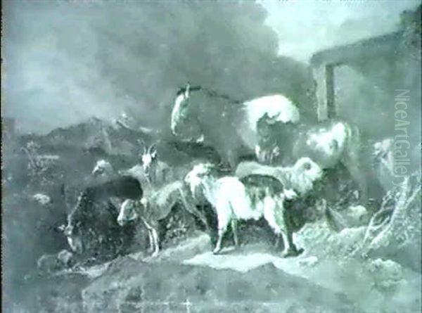 Troupeau D'animaux Sous L'orage Oil Painting by Govaert (Gabriel van der) Leeuw