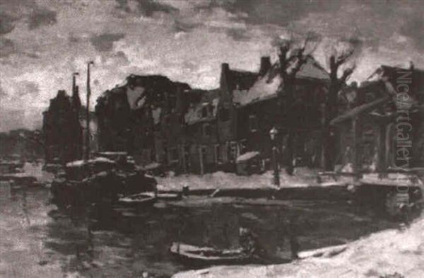 Winter In Oudewater Oil Painting by Hendrik van Leeuwen