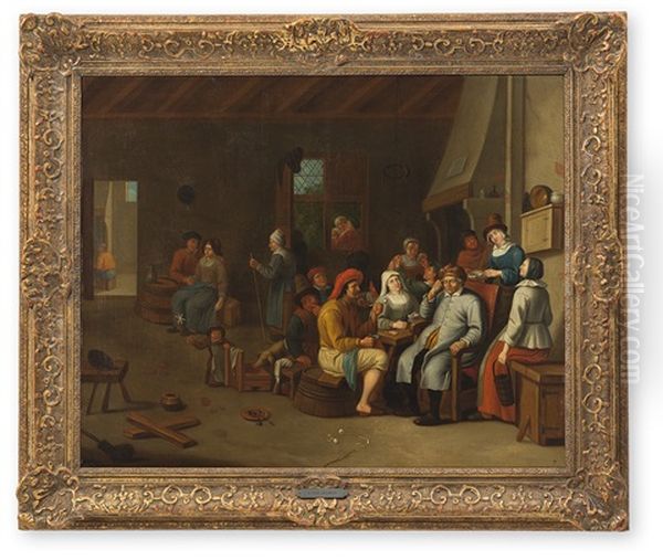 Interieur Mit Bauerlicher Gesellschaft Oil Painting by Philipp van Leeuwen