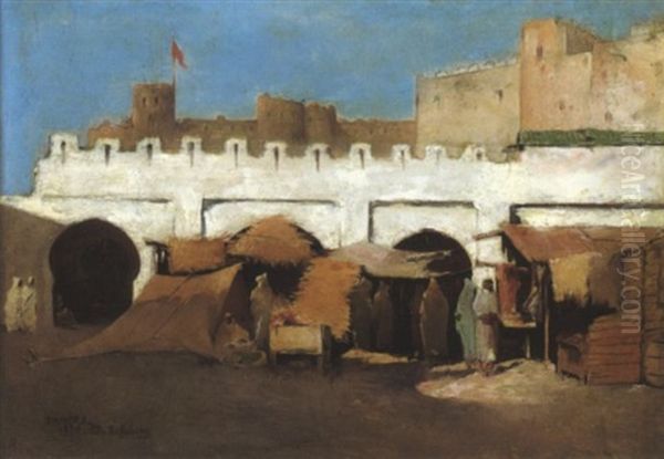 Marche A Tanger Oil Painting by Charles Lefebvre