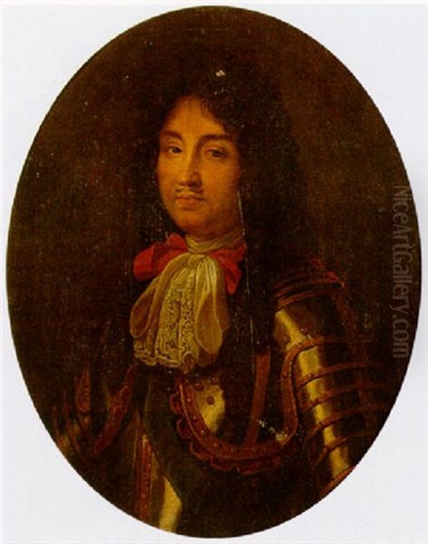 Portrait Of Louis Xiv Wearing Armour Oil Painting by Claude Lefebvre