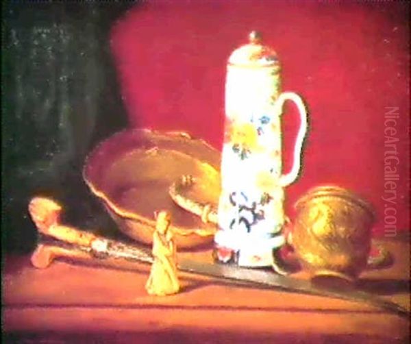 Nature Morte Aux Cuivres Et A La Verseuse En Chine Oil Painting by Ernest Eugene Lefebvre