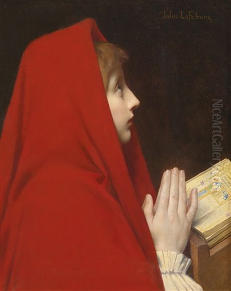 The Red Cloak Oil Painting by Jules Joseph Lefebvre