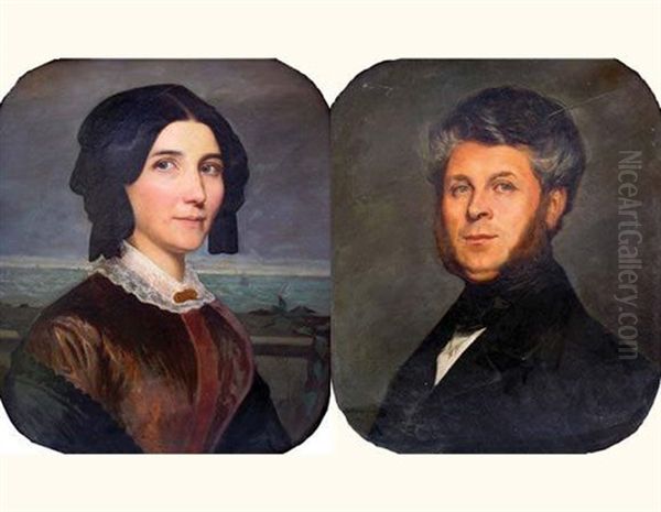 Portrait D'homme (+ Portrait De Dame; Pair) Oil Painting by Jules Joseph Lefebvre