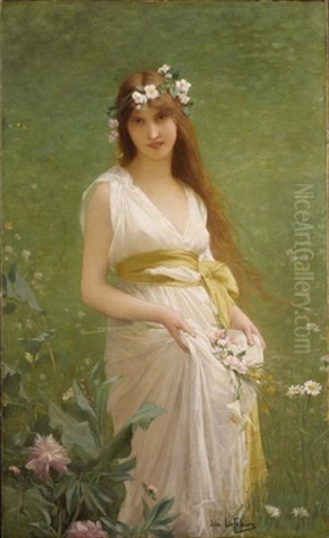 Springtime Oil Painting by Jules Joseph Lefebvre