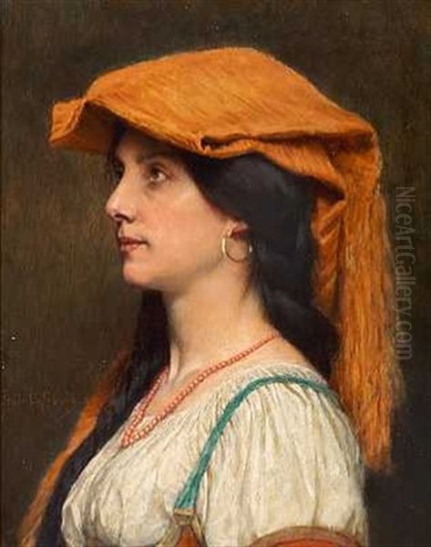 Portraet Af En Ung Italienerinde by Jules Joseph Lefebvre