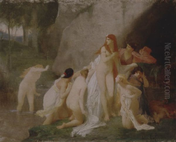 Diana And Her Companions Bathing Oil Painting by Jules Joseph Lefebvre