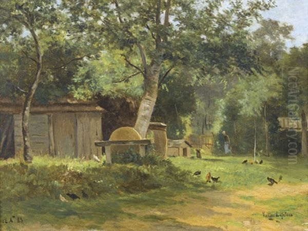 Sommerliche Waldlichtung Bei Einem Gehoft Oil Painting by Louis Valere Lefebvre