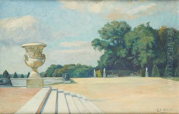 La Terrasse De Versailles Oil Painting by Maurice Jean Lefebvre