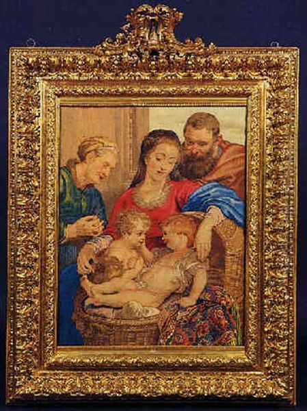 La Sacra Famiglia Con Sant'anna E San Giovannino Oil Painting by Pierre Lefebvre