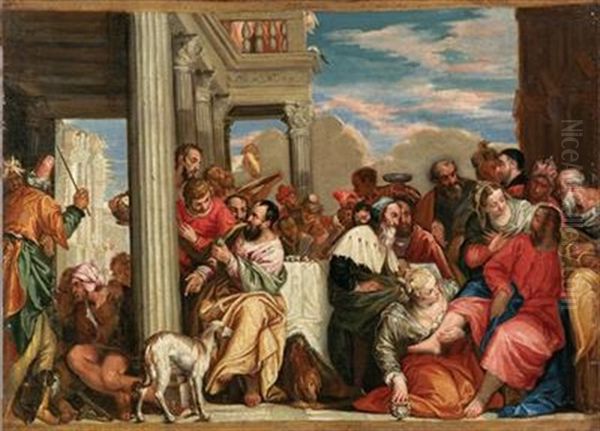 Feast In The House Of Simon The Pharisee Oil Painting by Valentin Lefebvre