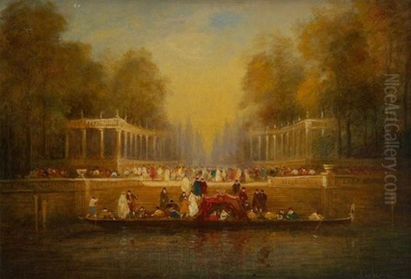 Fete A La Venitienne Dans Le Parc Oil Painting by Adolphe Rene Lefevre