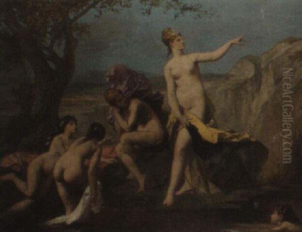 Diana At The Bathing Place Oil Painting by Adolphe Rene Lefevre