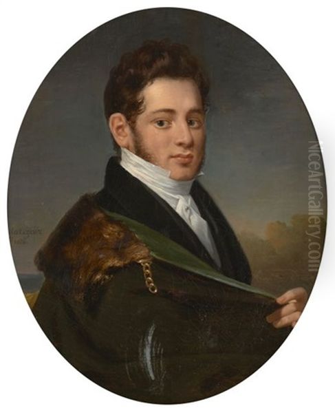 Portrait Presume De Joseph Perron, Au Manteau, De Trois-quarts Oil Painting by Robert Jacques Francois Faust Lefevre