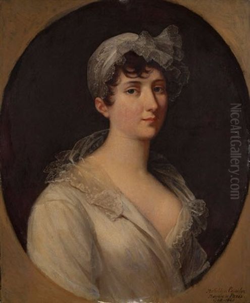 Portrait Presume De Mathilde De Catuelan Dans Un Ovale Peint Oil Painting by Robert Jacques Francois Faust Lefevre