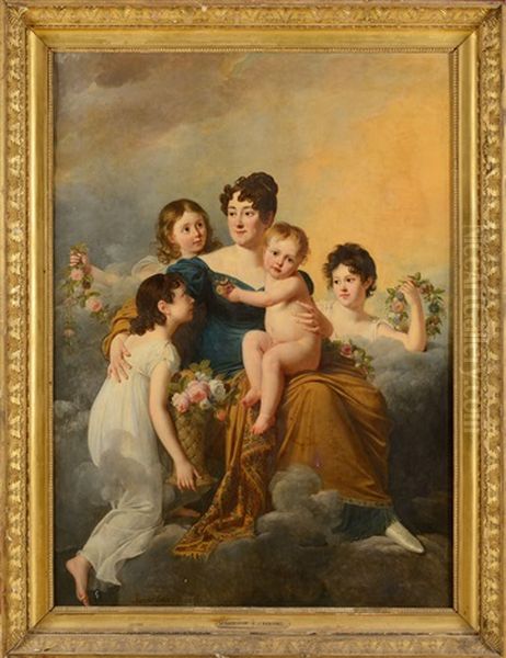 La Marquise De Radepont Entouree De Ses Enfants Oil Painting by Robert Jacques Francois Faust Lefevre