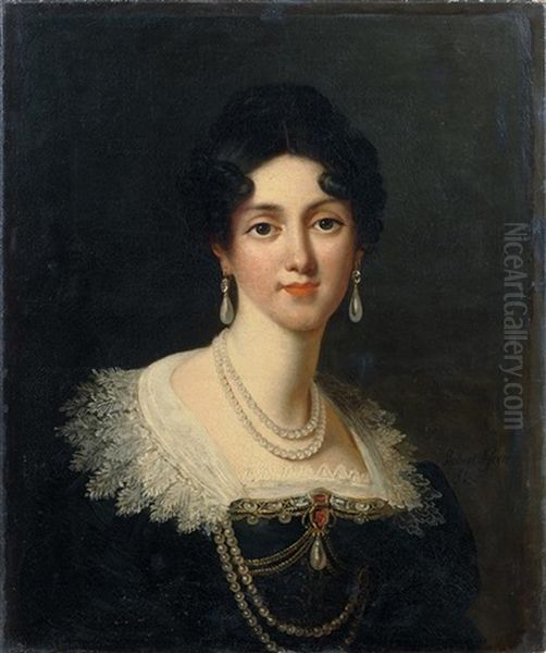 Portrait De La Duchesse De Dino Oil Painting by Robert Jacques Francois Faust Lefevre