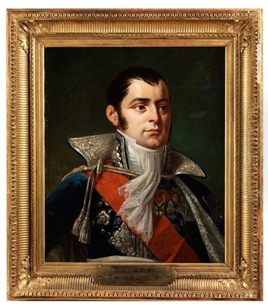 Portrait Von Anne-jean-marie-rene Savary, Herzog Von Rovigo, 1774-1833 Oil Painting by Robert Jacques Francois Faust Lefevre