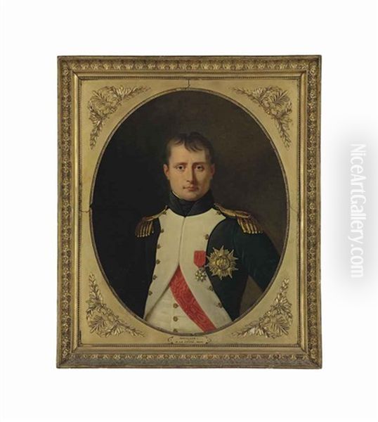 Portrait Of Emperor Napoleon (1769-1821), Half-length, As Colonel Of The Foot Grenadiers Of The Imperial Guard, Wearing The Cross... Oil Painting by Robert Jacques Francois Faust Lefevre