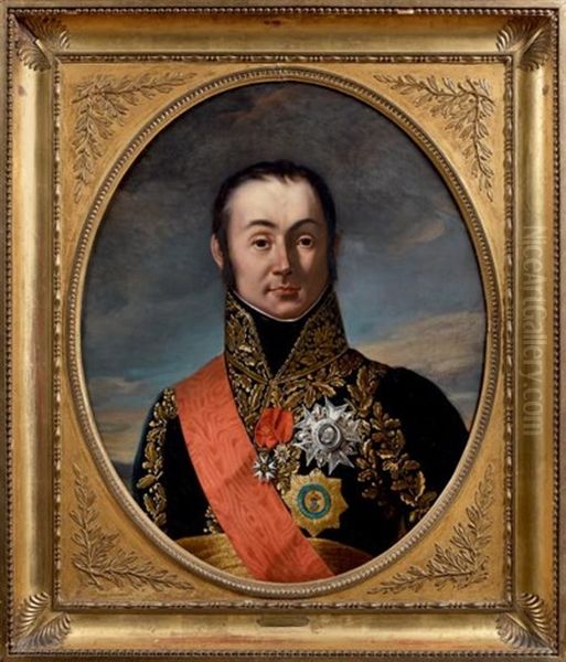 Portrait Du Marechal Oudinot, Duc De Reggio (collab. W/studio) Oil Painting by Robert Jacques Francois Faust Lefevre