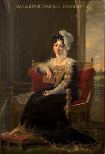 Portrait Dit De Blanche Le Bascle D'argenteuil Duchesse De Maille Oil Painting by Robert Jacques Francois Faust Lefevre