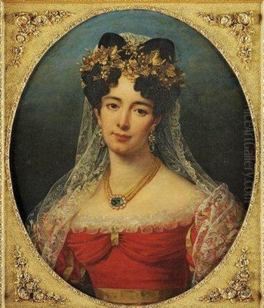 Portrait De Sophie Louise Alexandrine Michault, Vicomtesse De Saint Mars, Nee Weltner Oil Painting by Robert Jacques Francois Faust Lefevre